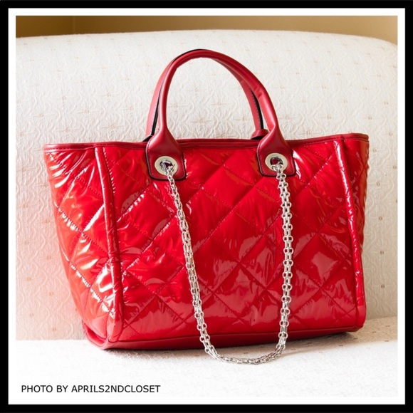 STEVE MADDEN RED TOTE TRAVEL WORK SHOULDER BAG A3C - Picture 4 of 8